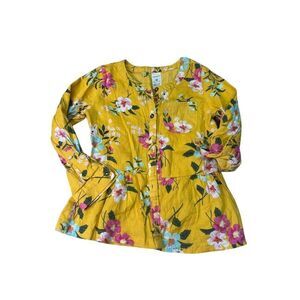 Carter's Baby Girl 4T Yellow Floral Long Sleeve Button-Up Top